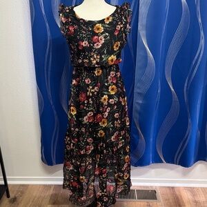 Floral Black and Red Midi/Maxi Dress